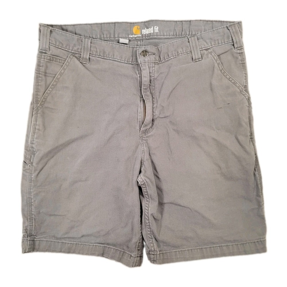 Carhartt Shorts Mens 38 Gray Rugged Flex Rigby Canvas Work Dungaree 102514 Stain